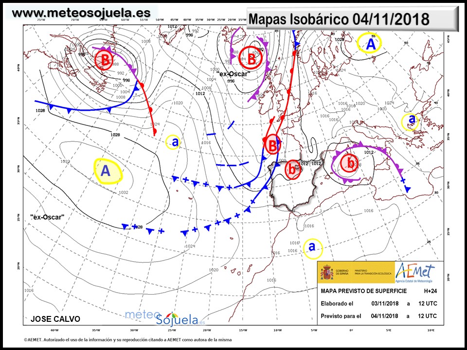 Mapa meteorologico isobárico de hoy en La Rioja. Meteosojuela