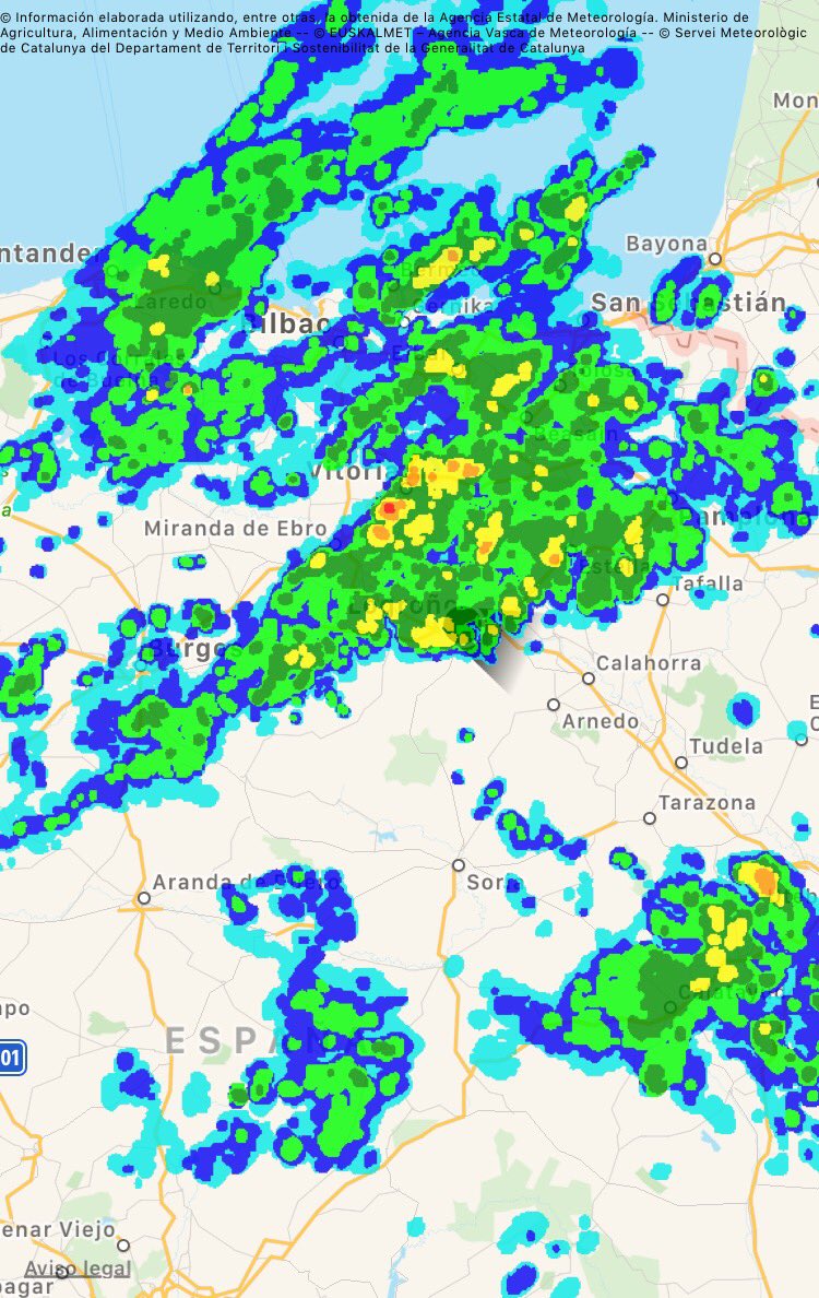 Imagen radar frente. Meteosojuela La Rioja
