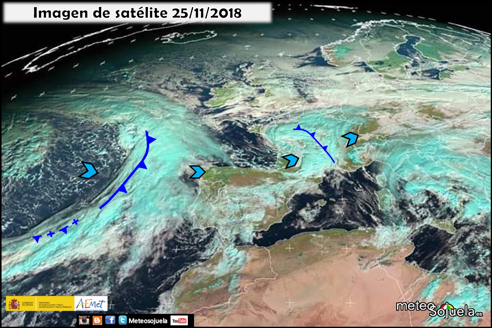 Imagenes de satélite. Frentes. Meteosojuela La Rioja