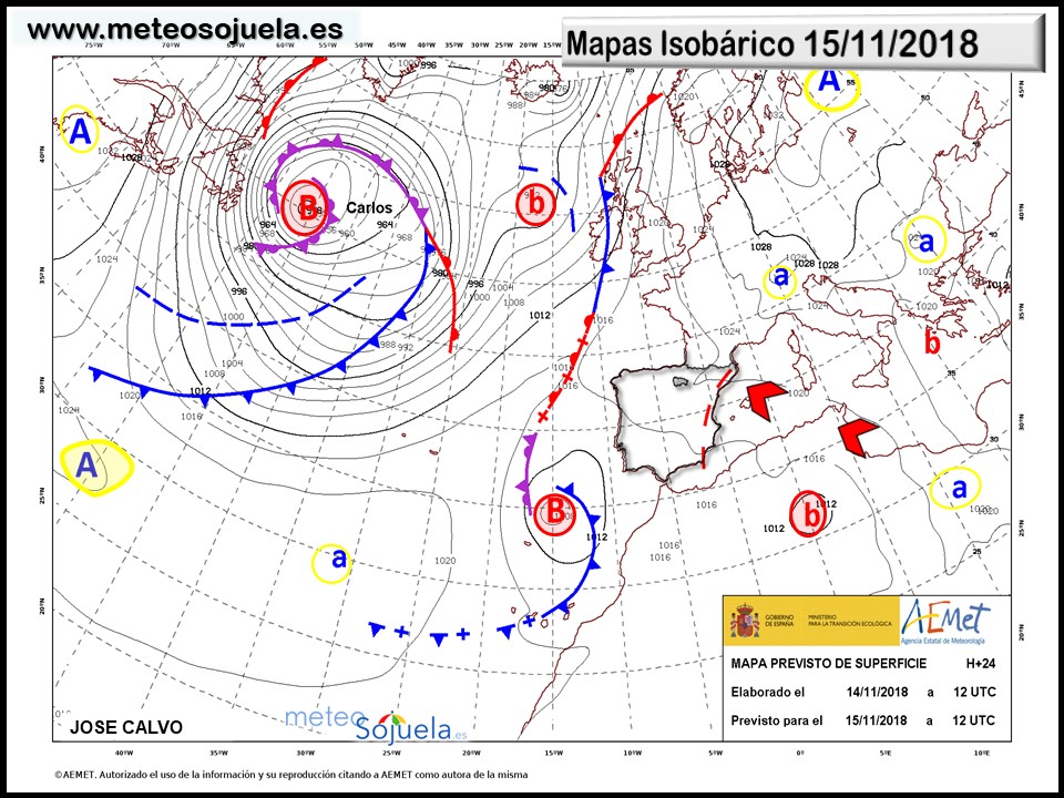 Mapa isobárico AEMET. Meteosojuela La Rioja