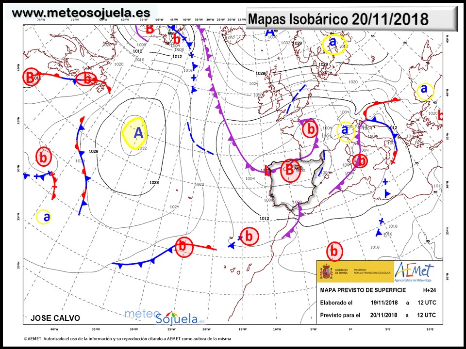Mapa isobárico AEMET. Meteosojuela La Rioja
