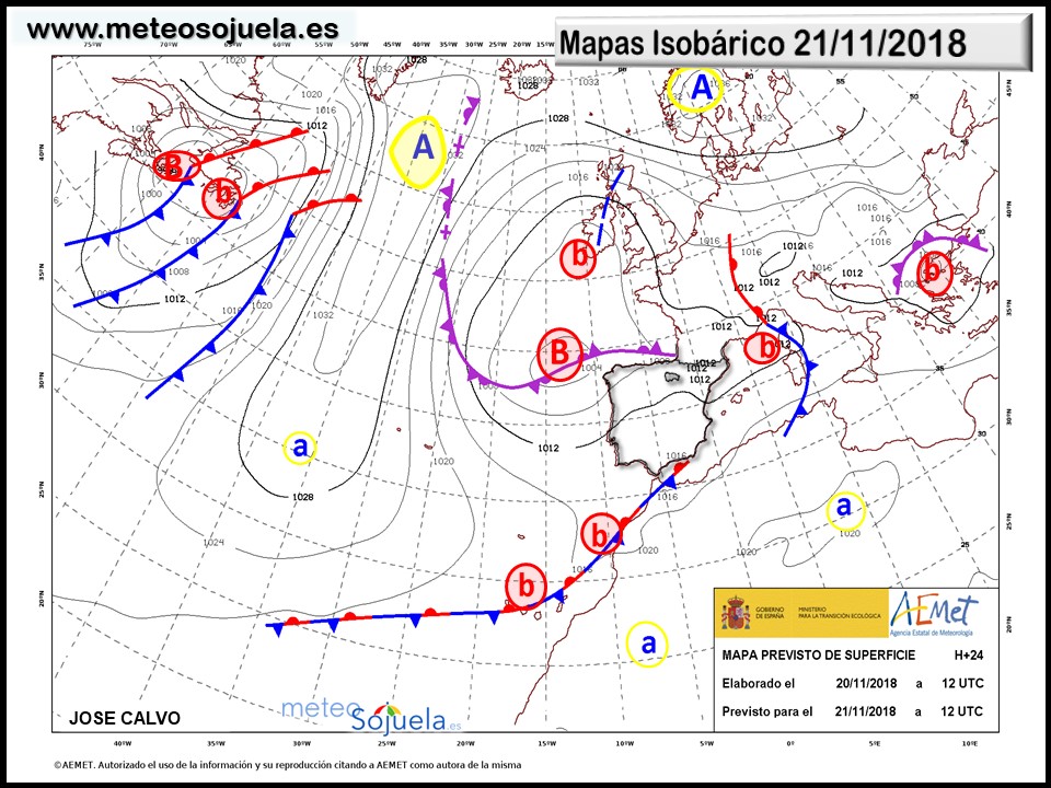 Mapa isobárico AEMET. Meteosojuela La Rioja