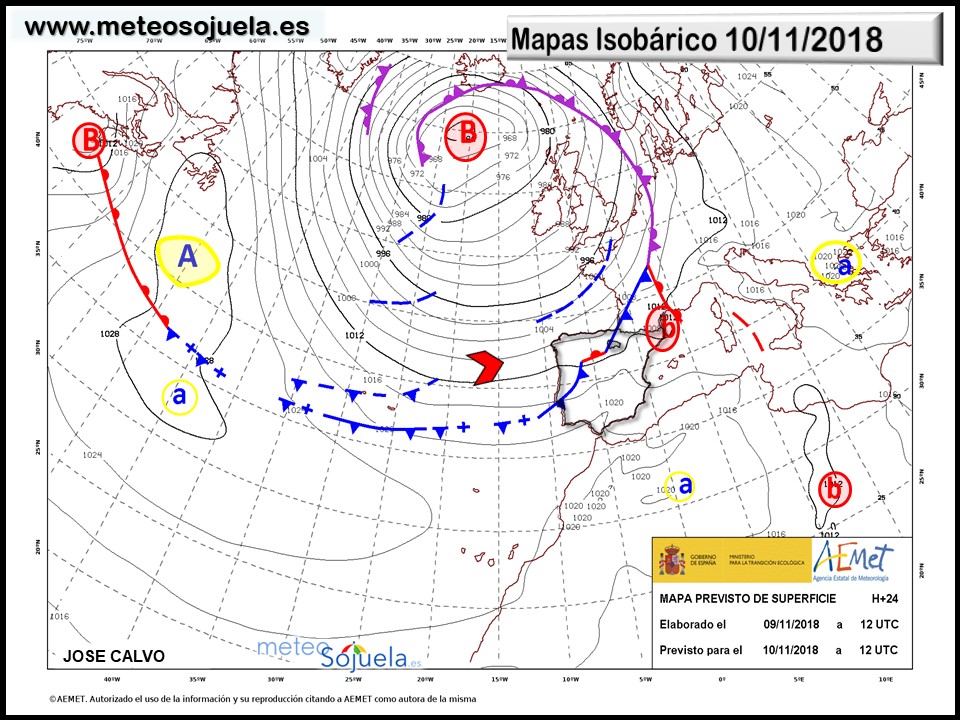 Mapa isobárico AEMET. Meteosojuela