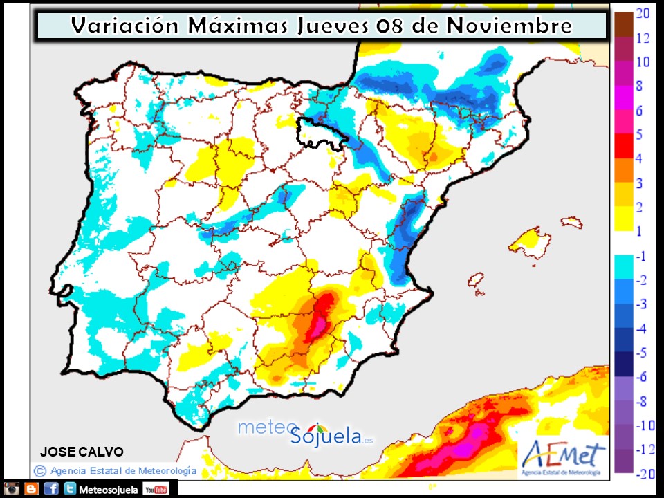 Mapa temperaturas AEMET. Meteosojuela