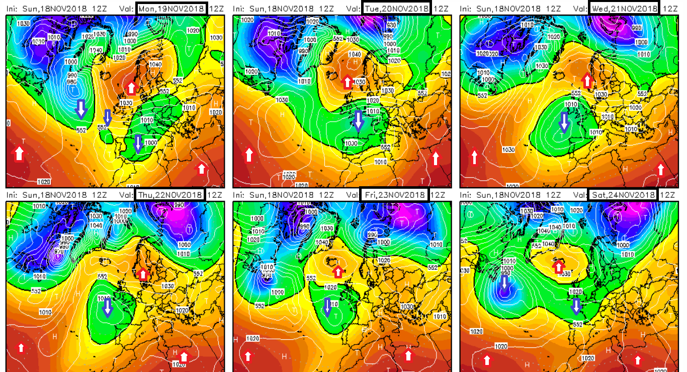 Modelos de predicción altura geopotencial 500hPa. Meteosojuela