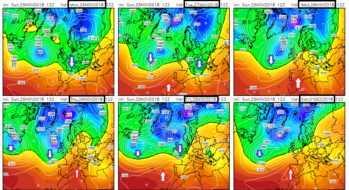 Modelos de predicción altura geopotencial 500hPa. Meteosojuela