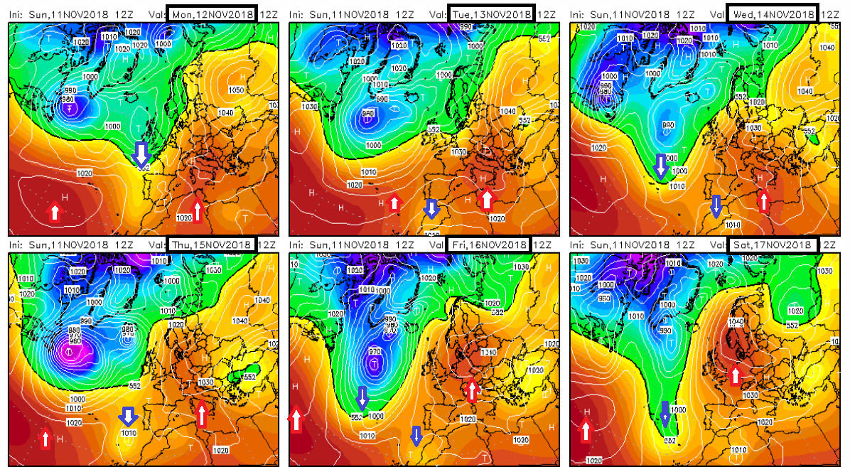 Modelos de predicción altura geopotencial 500hPa. Meteosojuela