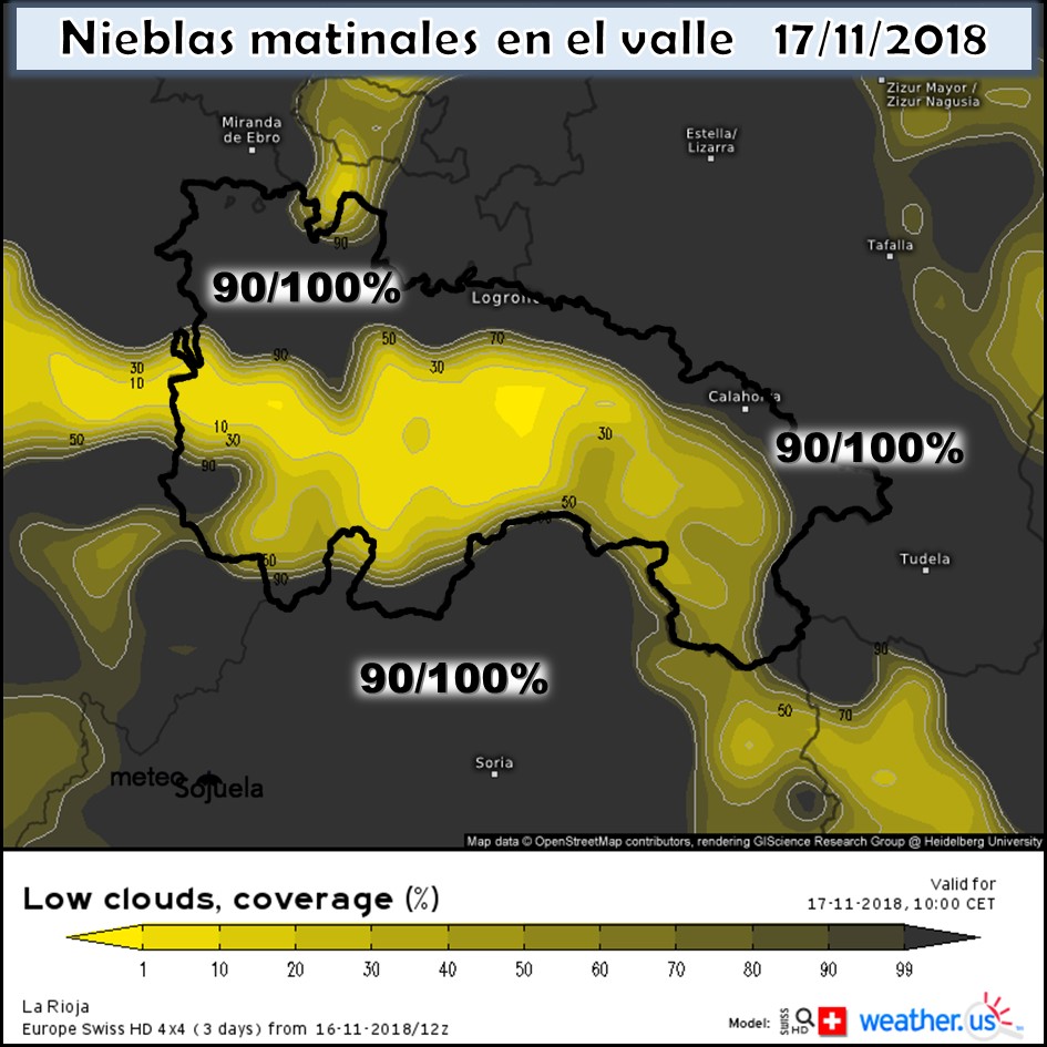 Modelos niebla Weatherus. Meteosojuela La Rioja