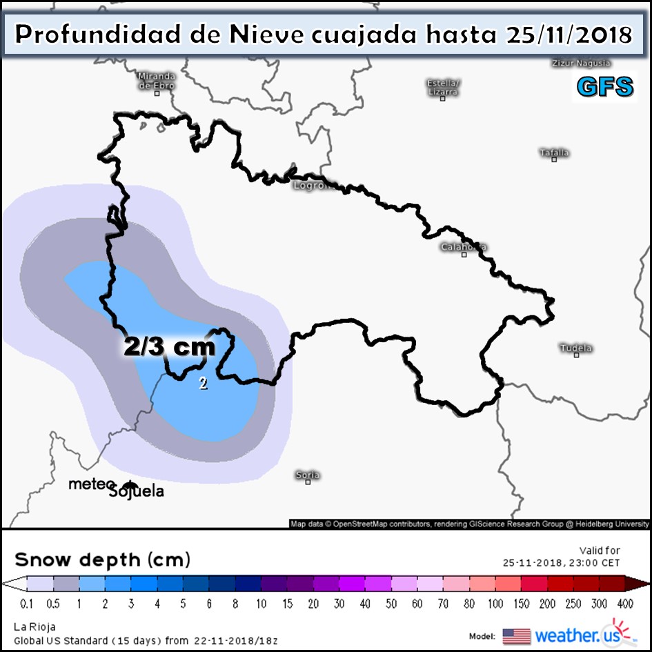 Nieve acumulada GFS. Meteosojuela La Rioja