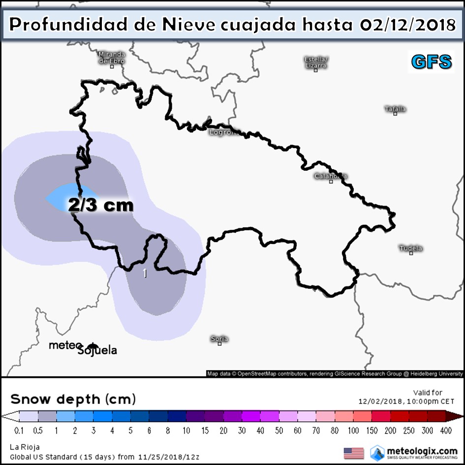 Nieve acumulada GFS. Meteosojuela