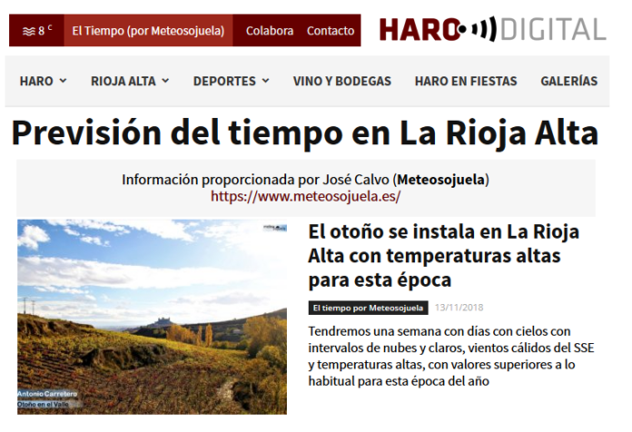 Portada periódico digital harodigital.com. Meteosojuela La Rioja Portada periódico digital harodigital.com. Meteosojuela La Rioja