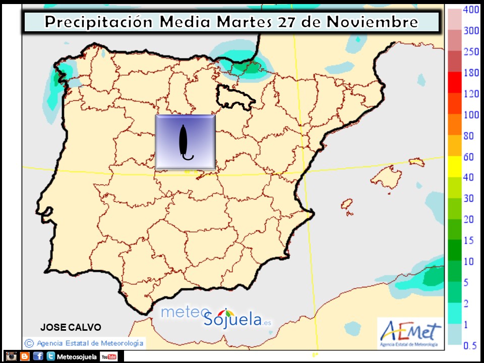 Precipitación media AEMET. Meteosojuela La Rioja