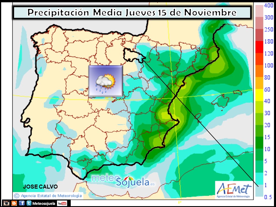 Probabilidad de precipitación AEMET. Meteosojuela La Rioja