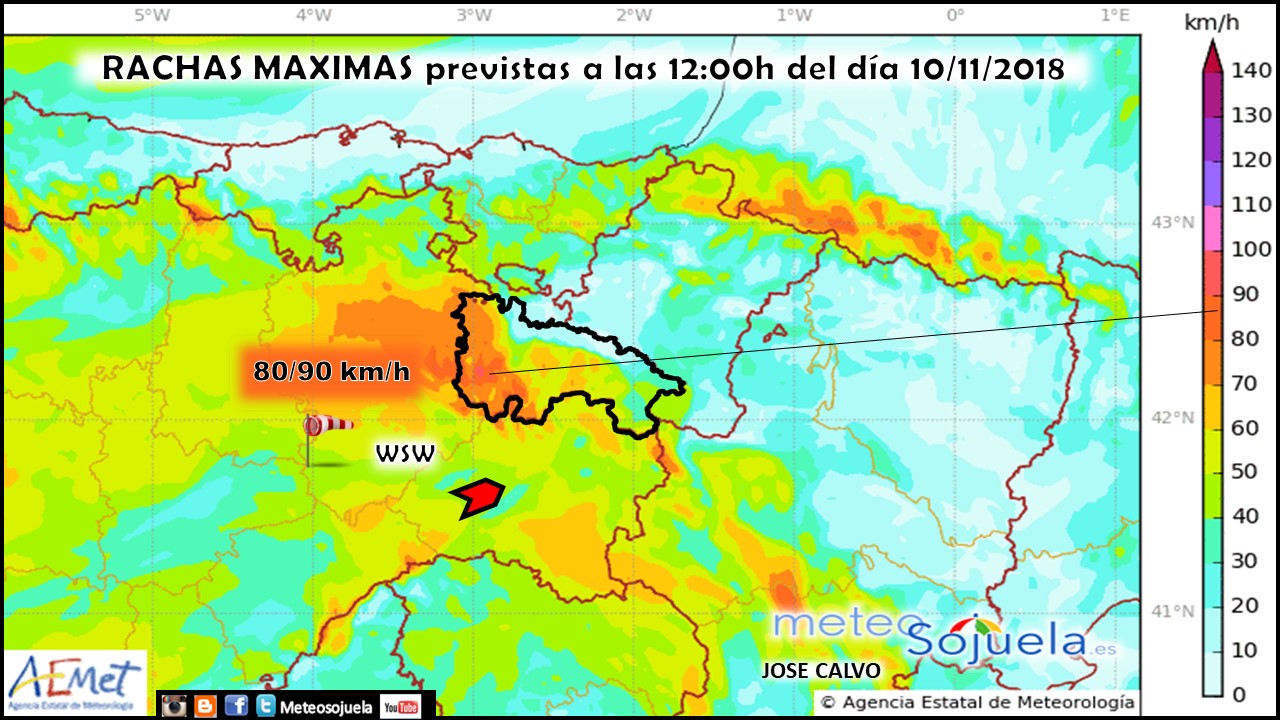 Rachas maximas viento Harmonie. Meteosojuela.