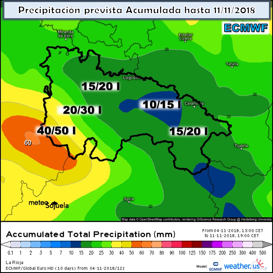 Precipitación diaria acumulada. Meteosojuela