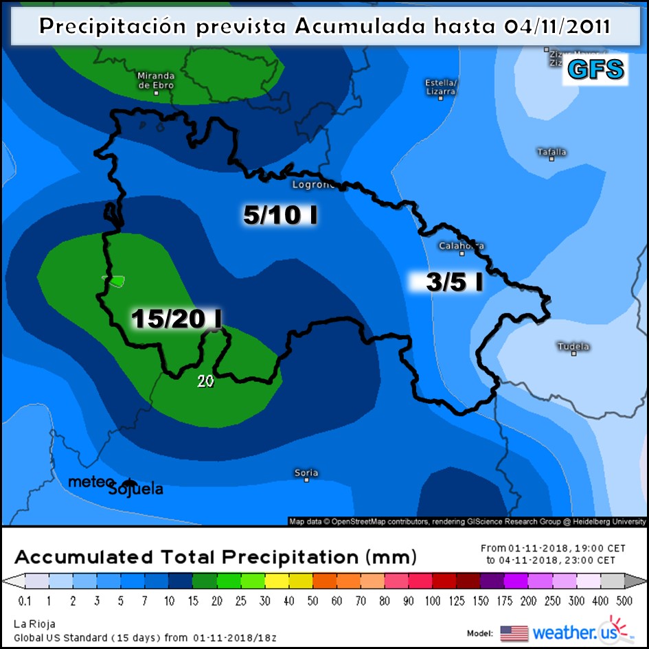 Precipitación diaria acumulada. Meteosojuela