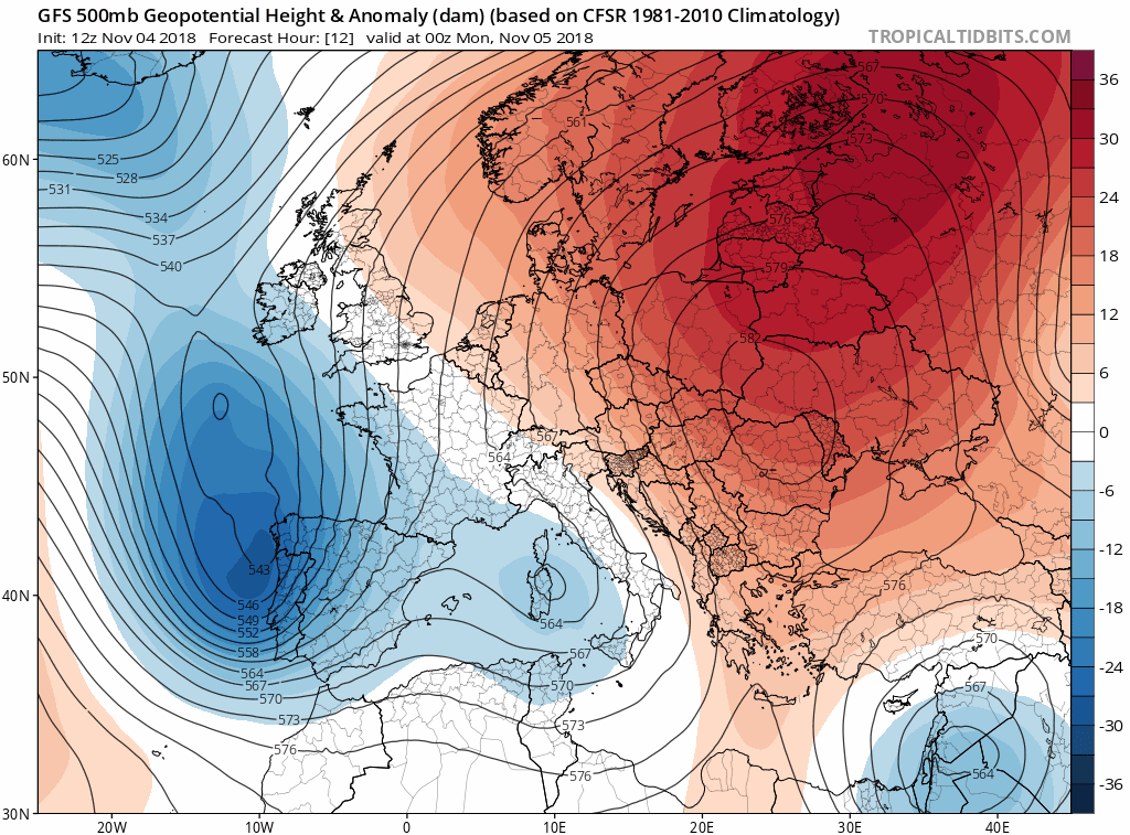Animación Modelos de Altura de Geopotencial a 500hPa Europa. Meteosojuela