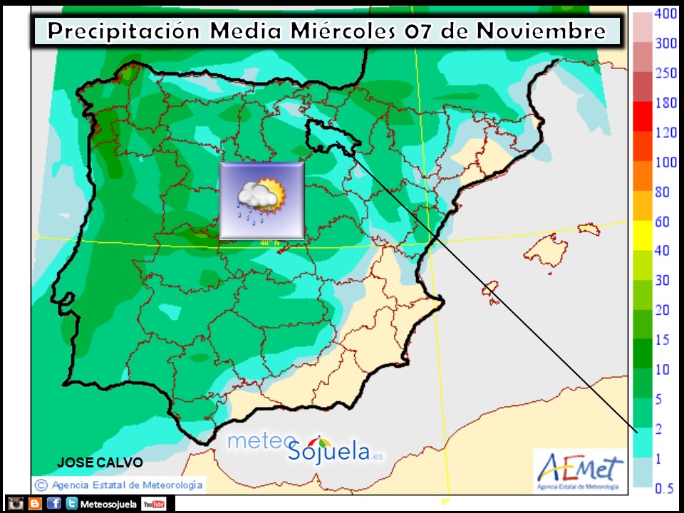 Modelo de precipitacion de AEMET.Meteosojuela