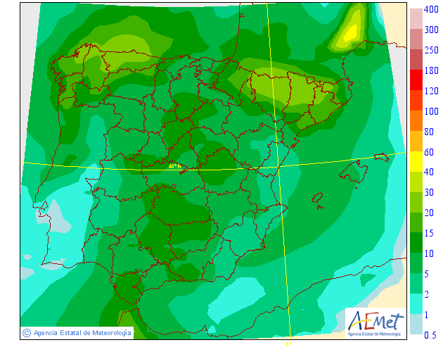 Modelo de precipitacion de AEMET.Meteosojuela