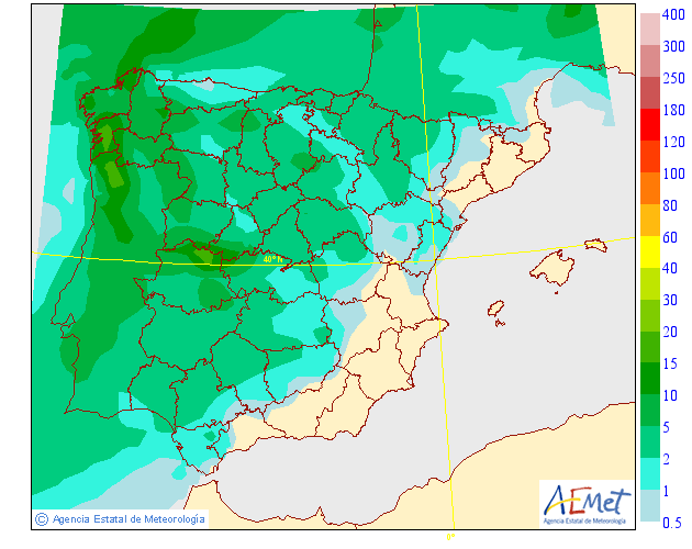 Modelo de precipitacion de AEMET.Meteosojuela