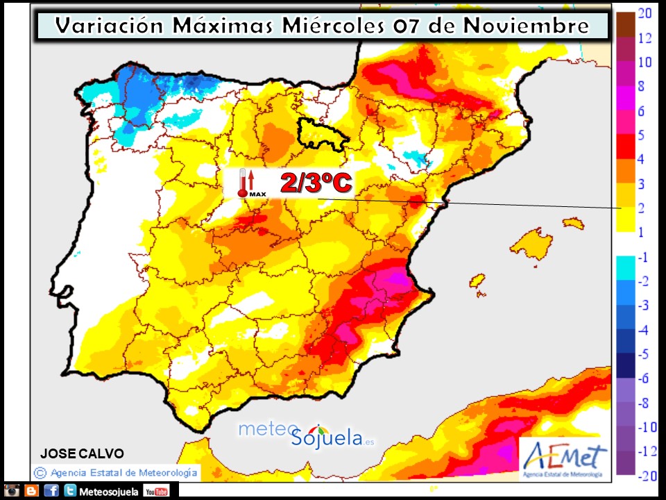 Temperaturas máximas. AEMET.Meteosojuela