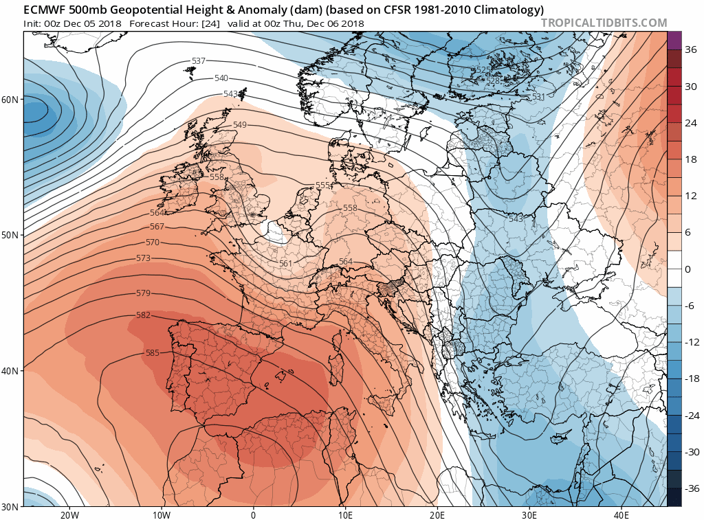 Animación Modelos de Altura de Geopotencial a 500hPa Europa. Meteosojuela