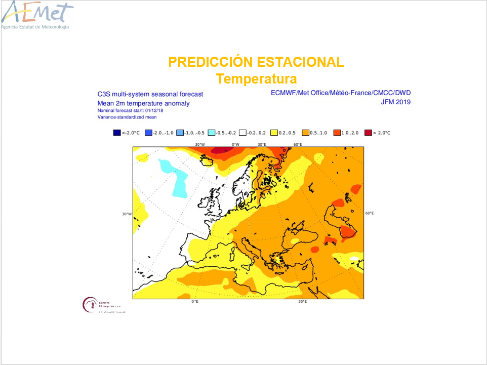 Anomalías Temperaturas Invierno ECMWF Meteosojuela La Rioja