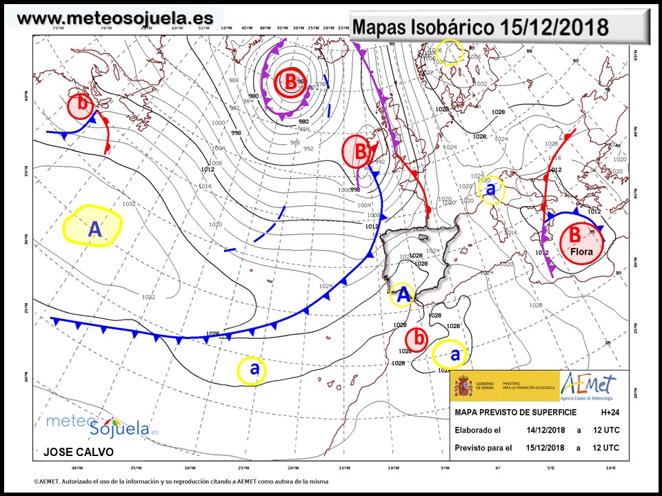 Mapa isobárico AEMET. Meteosojuela La Rioja