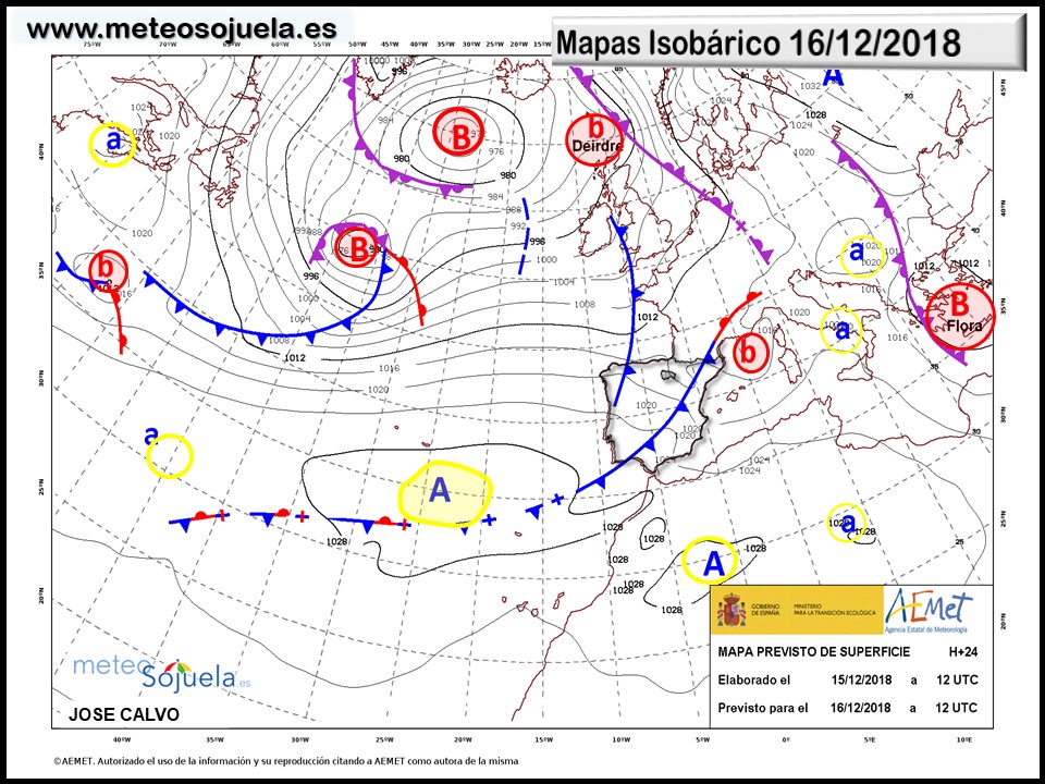 Mapa isobárico AEMET. Meteosojuela La Rioja