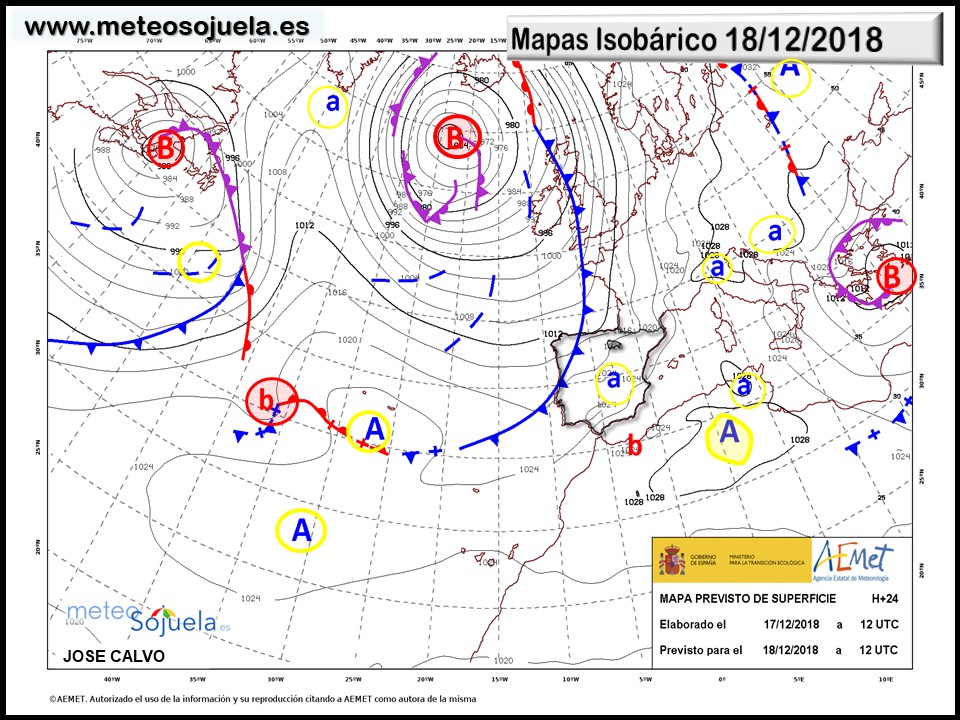 Mapa isobárico AEMET. Meteosojuela La Rioja