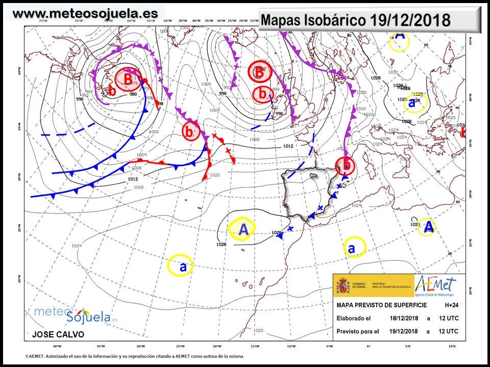 Mapa isobárico AEMET. Meteosojuela La Rioja