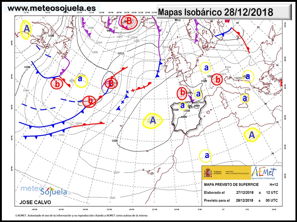 Mapa isobárico AEMET. Meteosojuela La Rioja