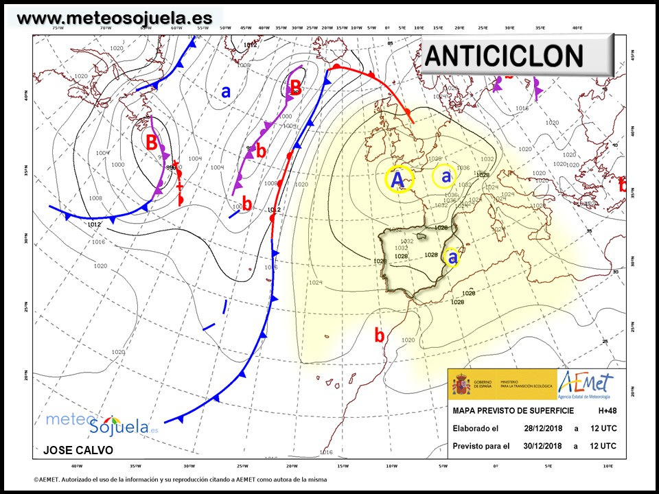 Mapa isobárico AEMET. Meteosojuela La Rioja