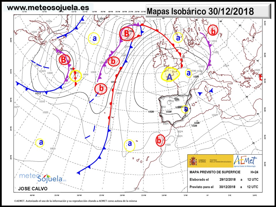 Mapa isobárico AEMET. Meteosojuela La Rioja