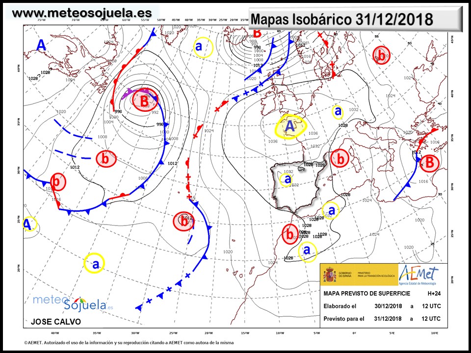 Mapa isobárico AEMET. Meteosojuela La Rioja