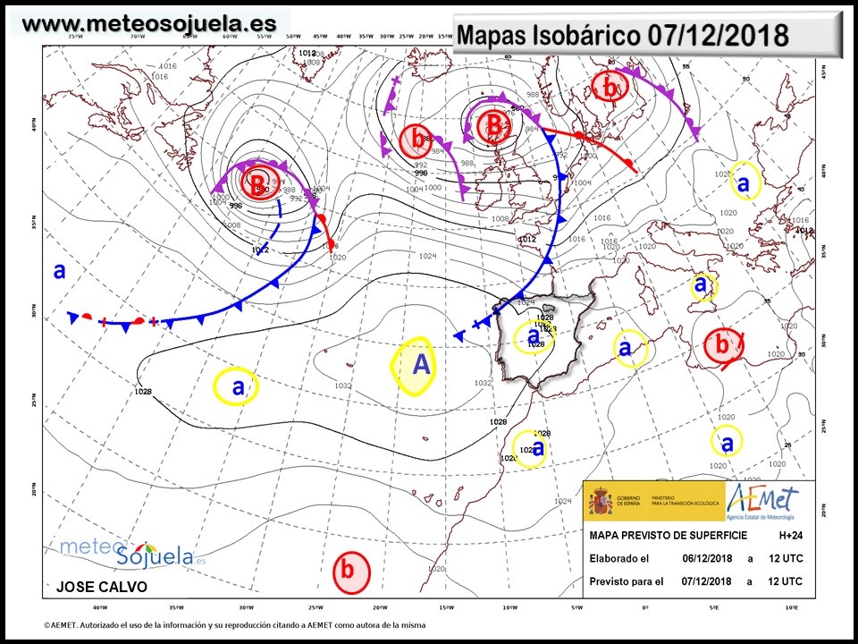 Mapa isobárico AEMET. Meteosojuela La Rioja