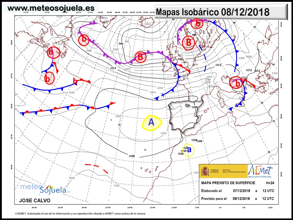 Mapa isobárico AEMET. Meteosojuela La Rioja