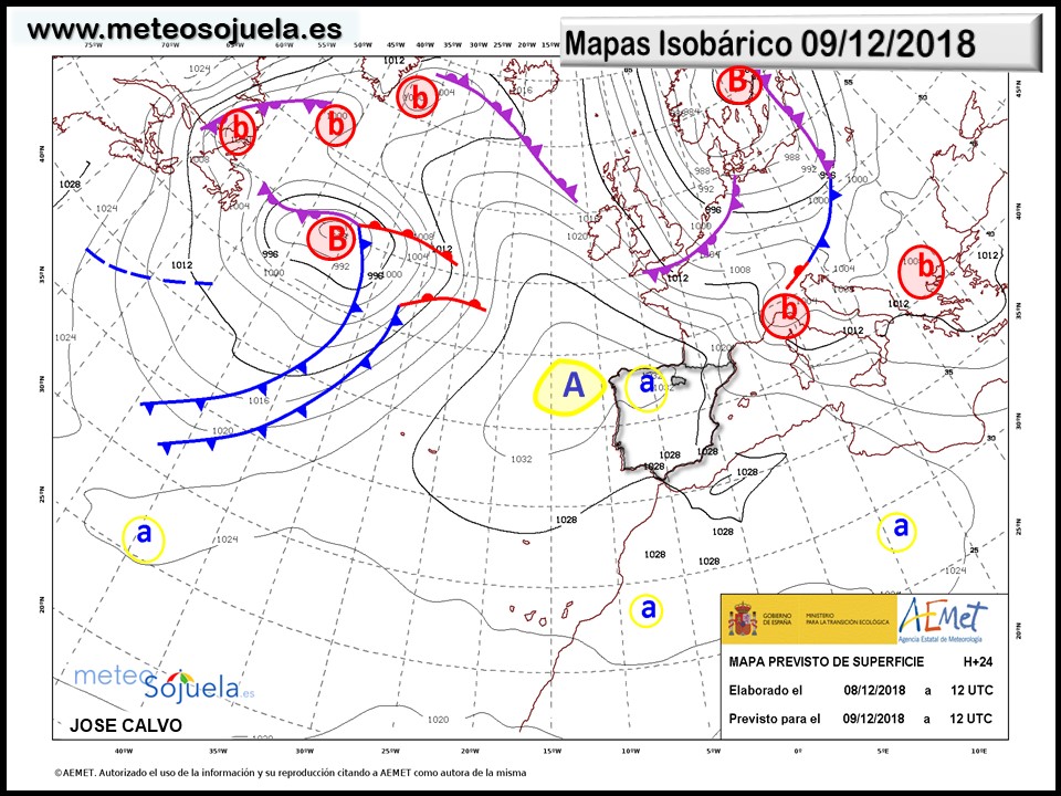 Mapa isobárico AEMET. Meteosojuela La Rioja