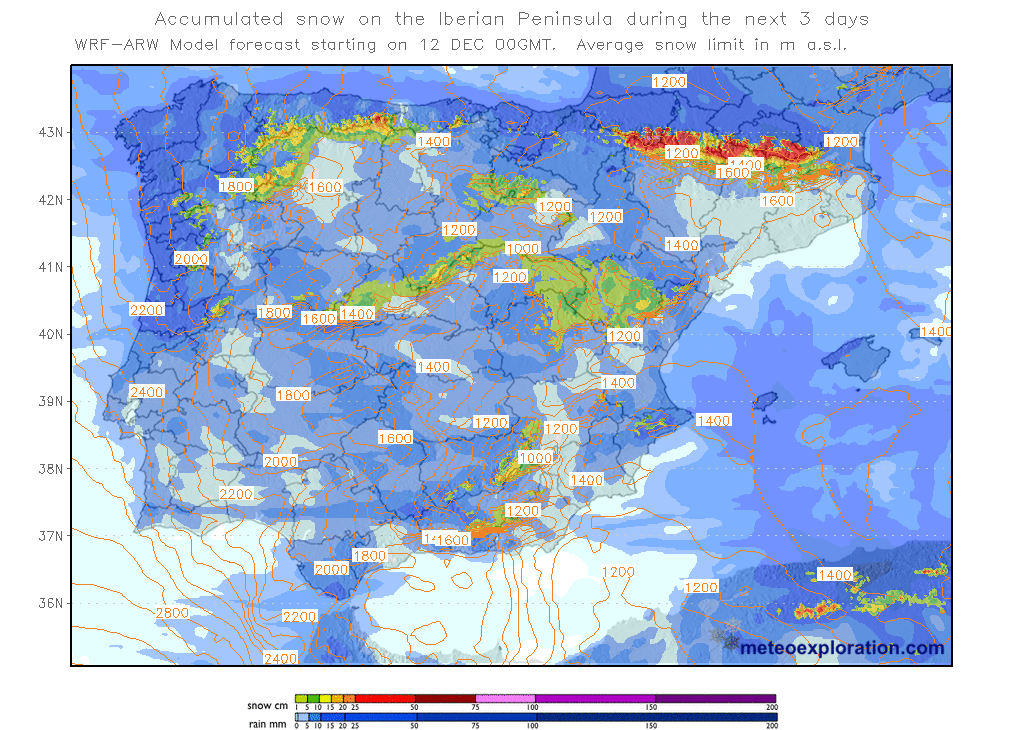 Mapas de nieve acumulada. Meteosojuela La Rioja