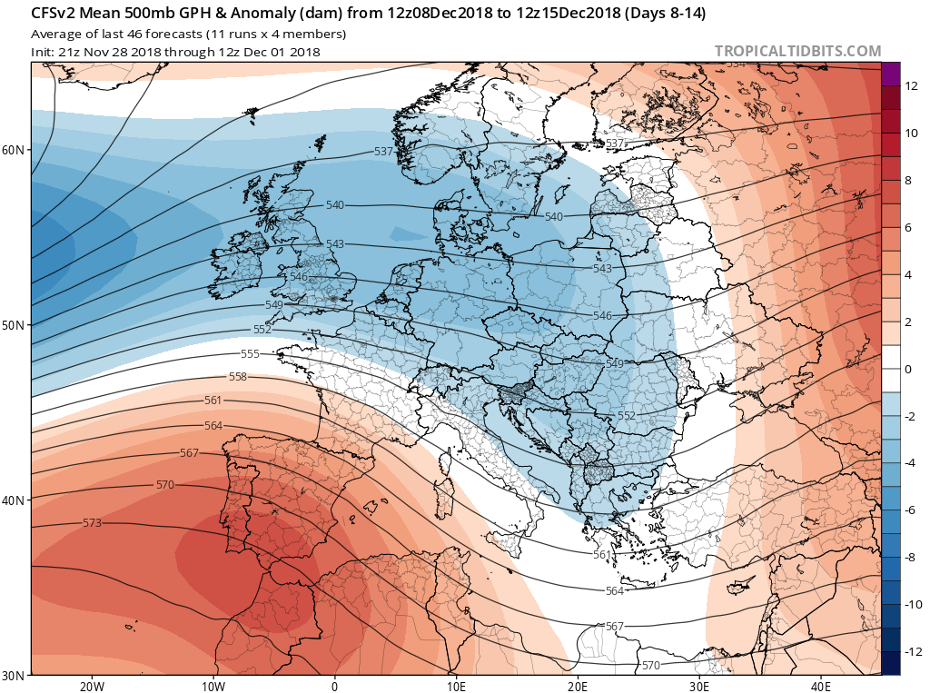 Modelos Anomalías Geopotencial a 500 hPa. Meteosojuela La Rioja