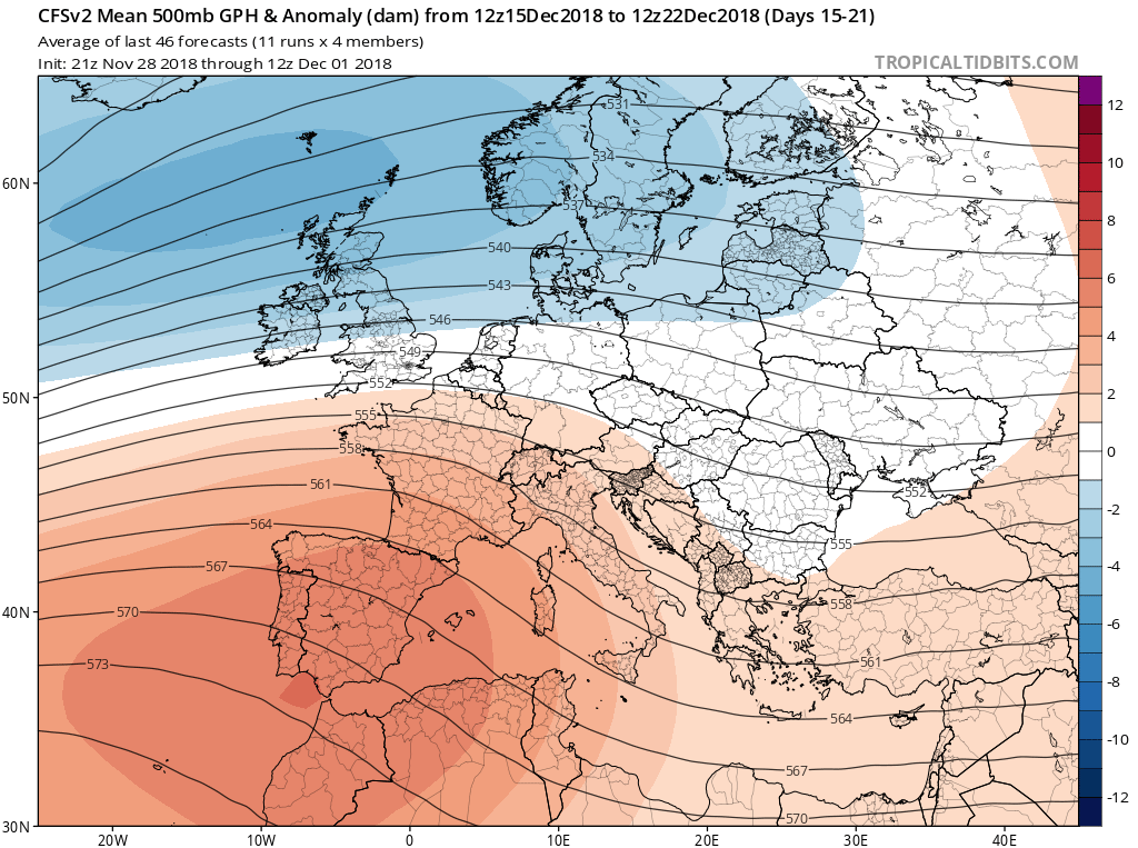 Modelos Anomalías Geopotencial a 500 hPa. Meteosojuela La Rioja
