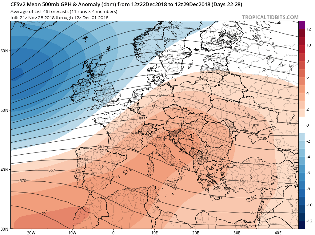 Modelos Anomalías Geopotencial a 500 hPa. Meteosojuela La Rioja