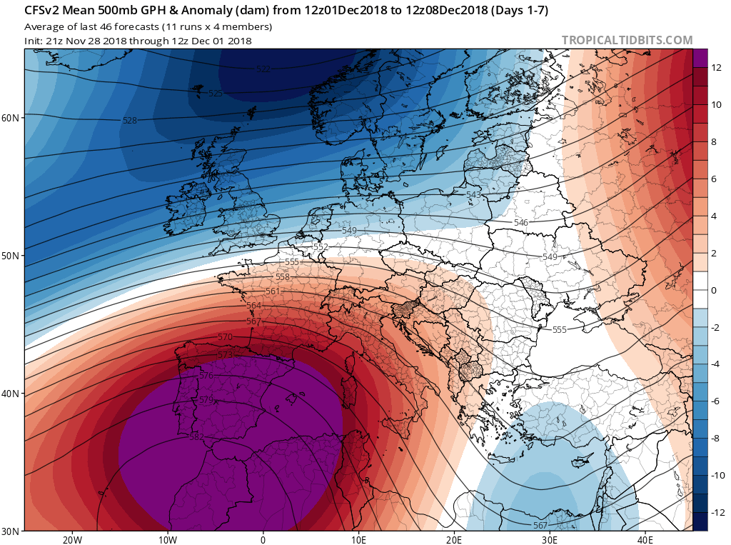 Modelos Anomalías Geopotencial a 500 hPa. Meteosojuela La Rioja