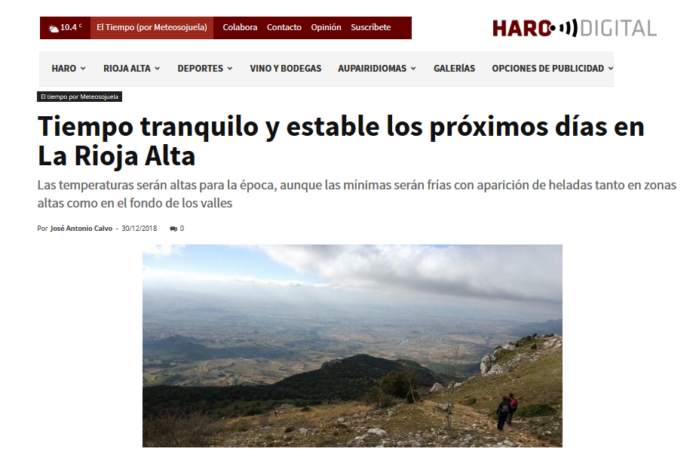Portada Harodigital. 3012 com Meteosojuela. La Rioja Portada Harodigital. 3012 com Meteosojuela. La Rioja