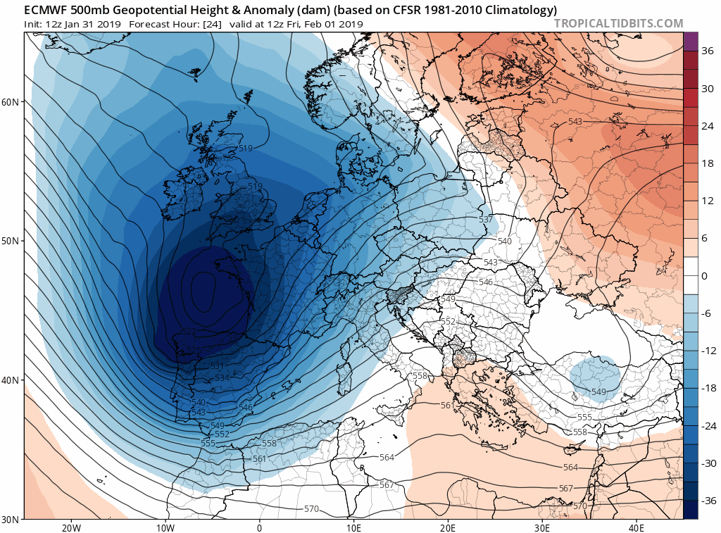 Animación Modelos de Altura de Geopotencial a 500hPa GFS Europa. Meteosojuela La Rioja
