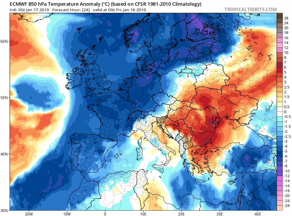 Animación de anomalías de temperaturas 850hPa .Meteosojuela La Rioja