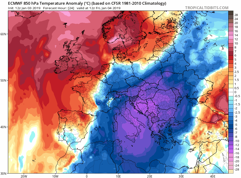 Animación de anomalías de temperaturas 850hPa .Meteosojuela La Rioja