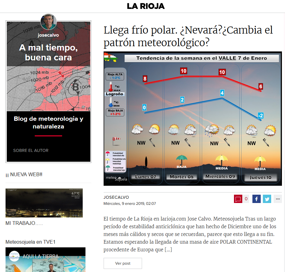 Artículo larioja.com.com sobre la ola de frio Meteosojuela La Rioja Jose Calvo