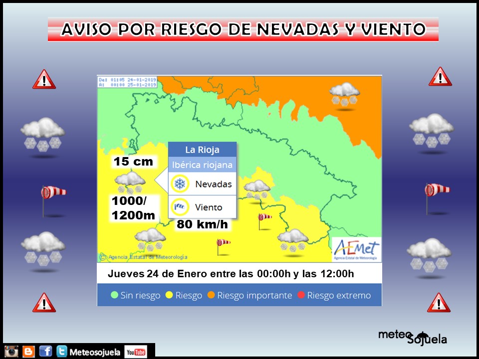 Aviso Amarillo Nieve AEMET. Def Meteosojuela La Rioja