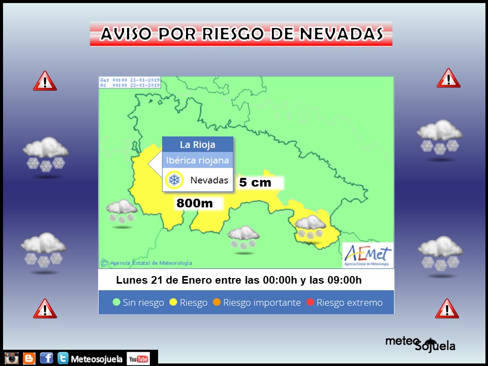 Aviso Amarillo Nieve AEMET. Meteosojuela La Rioja